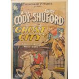 An original framed movie poster of “Ghost City” starring Bill Cody and Andy Shuford. Approx. 70.