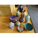 Twelve cloisonné items to include vases bowls ginger jars.