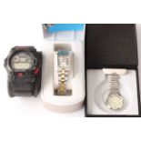 A CASIO G-SHOCK wristwatch, LORUS wristwatch on bracelet strap and a SEKONDA nurses watch ( all