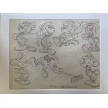 An original, framed, hand-drawn character sheet of the cartoon short ‘Mickey and the Whirlwind’,