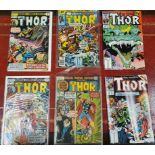 Six issues of Marvel Comics The Mighty Thor, to include the first issue, #1, 243, 244, 250, 380,