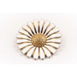 A Danish enamelled daisy brooch, stamped VB Sterling Denmark.