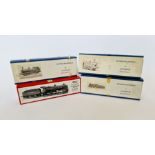Three boxed Sutherland models train body kits and one boxed Wills Finecast train body kit .