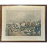 Framed fox hunting print, titled ‘The Find’, painted by J. F. Herring Snr, engraved by J.