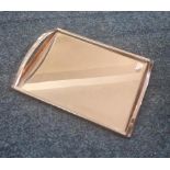 A chrome and mirrored tea serving tray, stamped DS to base.