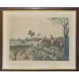 Framed fox hunting print, titled ‘Full Cry’, painted by J. F. Herring Snr, engraved by J.