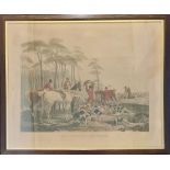 Framed fox hunting print, titled ‘The Death’, painted by J. F. Herring Snr, engraved by J. Mackrell,