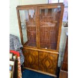 A walnut display cabinet, two drop leaf tables etc.