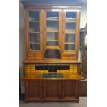 A late 19th century mahogany secretaire bookcase with maple drawer interior. 240 cm 146 cm.