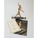 A bronze figure the king with harpoon limited 998 gilded with 24ct gold.