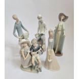 Five figures to include Lladro and Nao etc.
