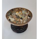 A Japanese Meiji bowl with fine hand painted warrior scene dragons and clouds to sides with red