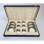 A Royal Doulton Vanborough twelve piece coffee set six cups and six sauces in black presentation