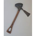 A African tribal ceremonial axe Nzappa Zap with carved club head.