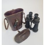 A pair of Barr & Stroud 1900A WW2 binoculars in leather case.