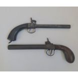 Two 19th century percussion cap pistols barrel length approx 18cm.