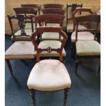 A set of six 19th century mahogany dining chairs and three walnut chairs.