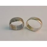 Two hallmarked 9ct white gold wedding band rings, ring sizes J, Q, approx. weight 10gms