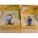 Two Gent's INVICTA wristwatches on bracelet straps