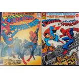 Two large deluxe oversized DC/Marvel Comics in Superman vs Spideman series