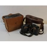 A pair of Carl Zeiss Jena Telefort 12x binoculars in case together with a Kodak no 2-A Brownie