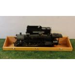 An Aster Hobby live steam USRA Light Mikado 2480 gauge 1 model train and tender with wooden travel
