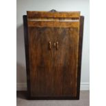 A walnut three piece bedroom set and small oak bureau.