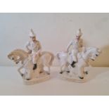 Two Staffordshire flatbacks Wolseley and Roberts on horse back. 36 1/2 cm A/F.