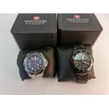 Two Gent's Swiss Military wristwatches, on bracelet straps