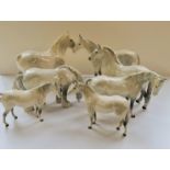 Seven Beswick horses rocking horse grey. One small on left withdrawn due to damage