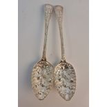 Two hallmarked silver patterned serving spoons