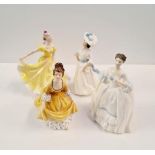 Four Royal Doulton figures Coralie, Ninette, Margaret, and HN 3222.