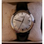 A gents stainless steel Rotary wrist watch, the silver-tone dial having hourly baton markers and