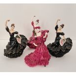 Four Coalport figures Bolero, two Flamingo black dress, and one Flamingo red dress.(4)