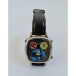 A Hong Kong Mickey Mouse Walt Disney wrist watch with leather strap.