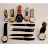 A Collection of various wristwatches to include, Rotary Gent's on leather strap, various Accurist