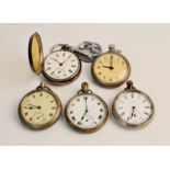 A collection of 6 pocket watches, to include a Railway Time keeper, A.W.W.Co. Waltham. MASS, (A/