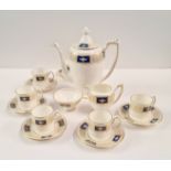 A Coalport coffee set with six cups and saucers cream jug sugar bowl and coffee pot.