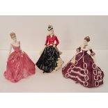 Three Coalport figures Kate, Charity Ball Victoria, and Dangerous Liaisons.