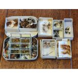 A collection of fly fishing flys in metal box, and some boxed S.Allcock & Co.