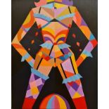 *Dasha Art (Dasha Eremeeva) oil on canvas Naked in the circus 2020 abstract harlequin signed to