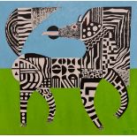 *Dasha Art (Dasha Eremeeva) oil on canvas Ztallion 2020 abstract black and white zebra signed bottom