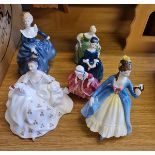 Six Royal Doulton figures My Love, Leading Lady etc.