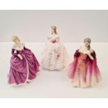 Three Royal Doulton figures Elizabeth, My True Love, and Belle.