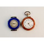 A decorative fob watch and a blue wristwatch ( no strap)