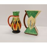 Two Myott pottery water jugs hand painted.