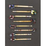 Eight spot inscribed bone lace bobbins, James x 3 / George x 2 / William / Robert / Thomas. (8)