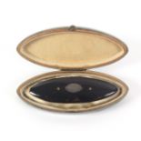A rare 18th Century shagreen shuttle case containing a tortoiseshell and silver inlaid shuttle,