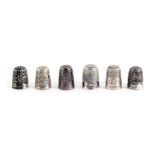 Six steel core thimbles, comprising a 'Dura', a 'Doris', and four 'Dreema'. (6) From the