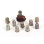 Ten English hall marked silver thimbles, including four by James Swann and Son, two by Charles